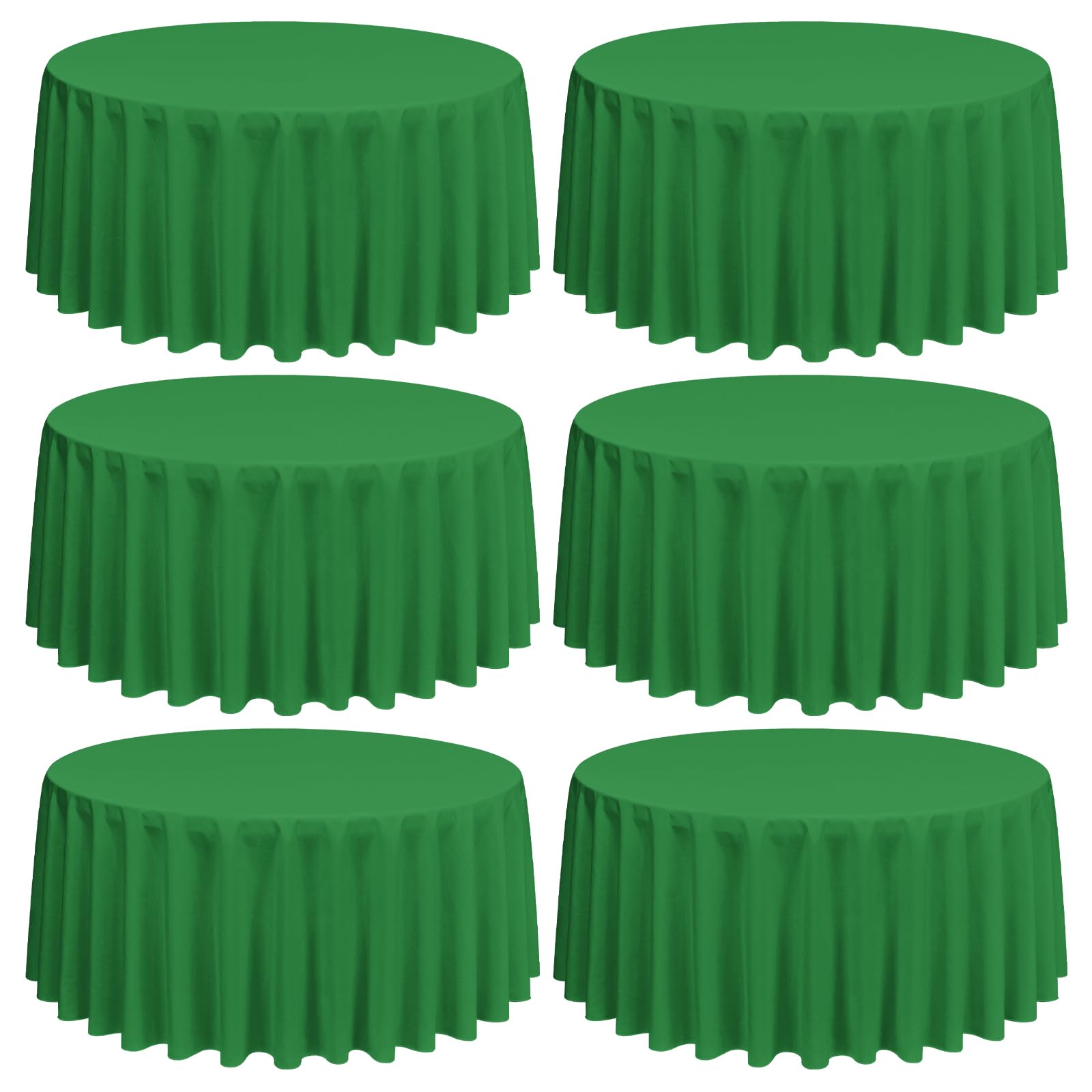 Nappe Ronde Verte 228 cm en Polyester Lavable Lot de 6 pour Banquet