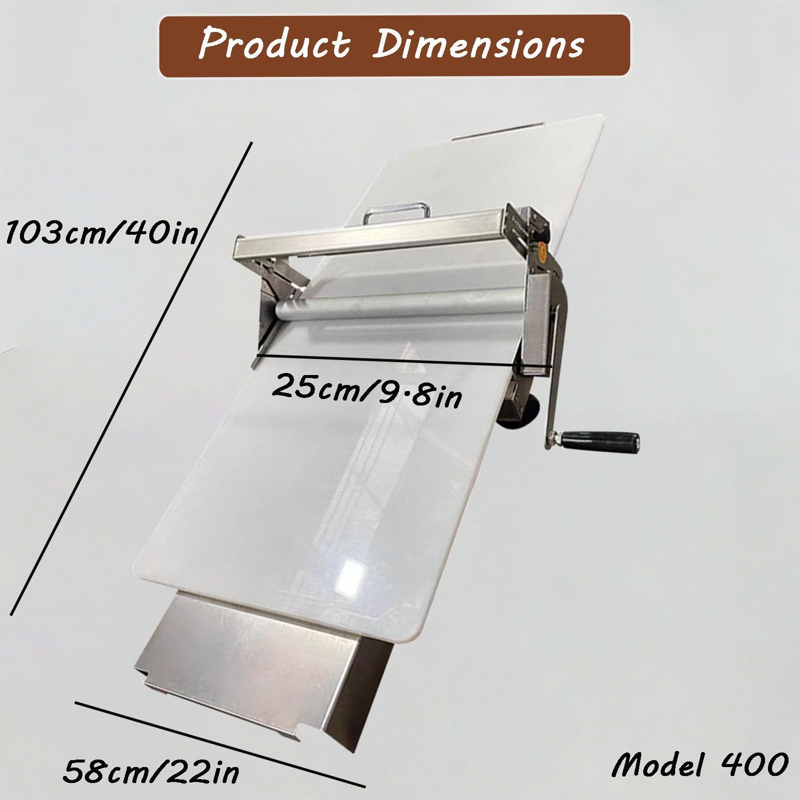Rullo per impasto, spessore regolabile 0-25 mm, in acciaio inox, per pizza e fondente, ideale per cottura professionale