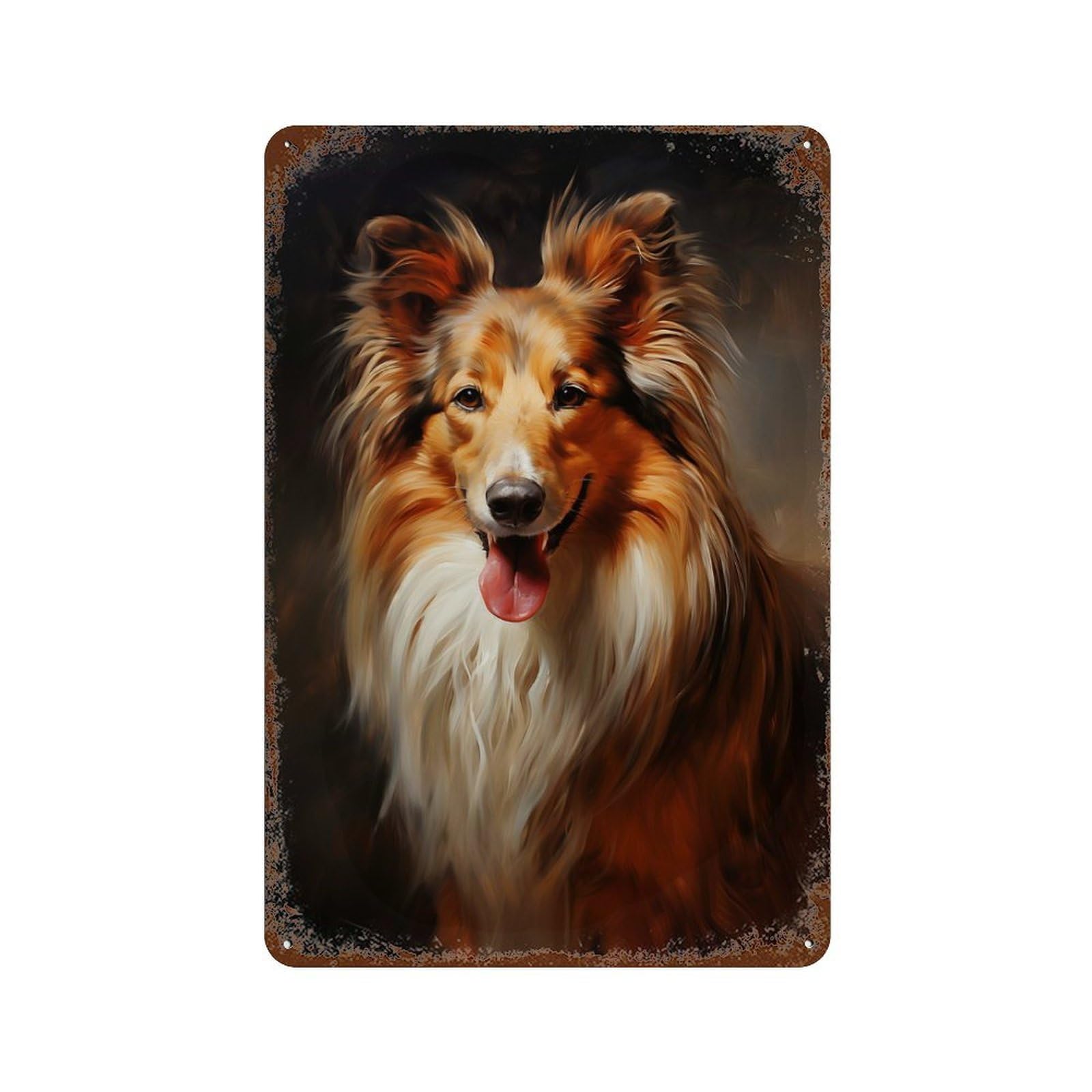 Rust Effect Shetland Sheepdog Vintage Rust Metal Sign 11.8"x7.9", Farmhouse Wall Decor for Basement, Hobby Room And Garage Decor