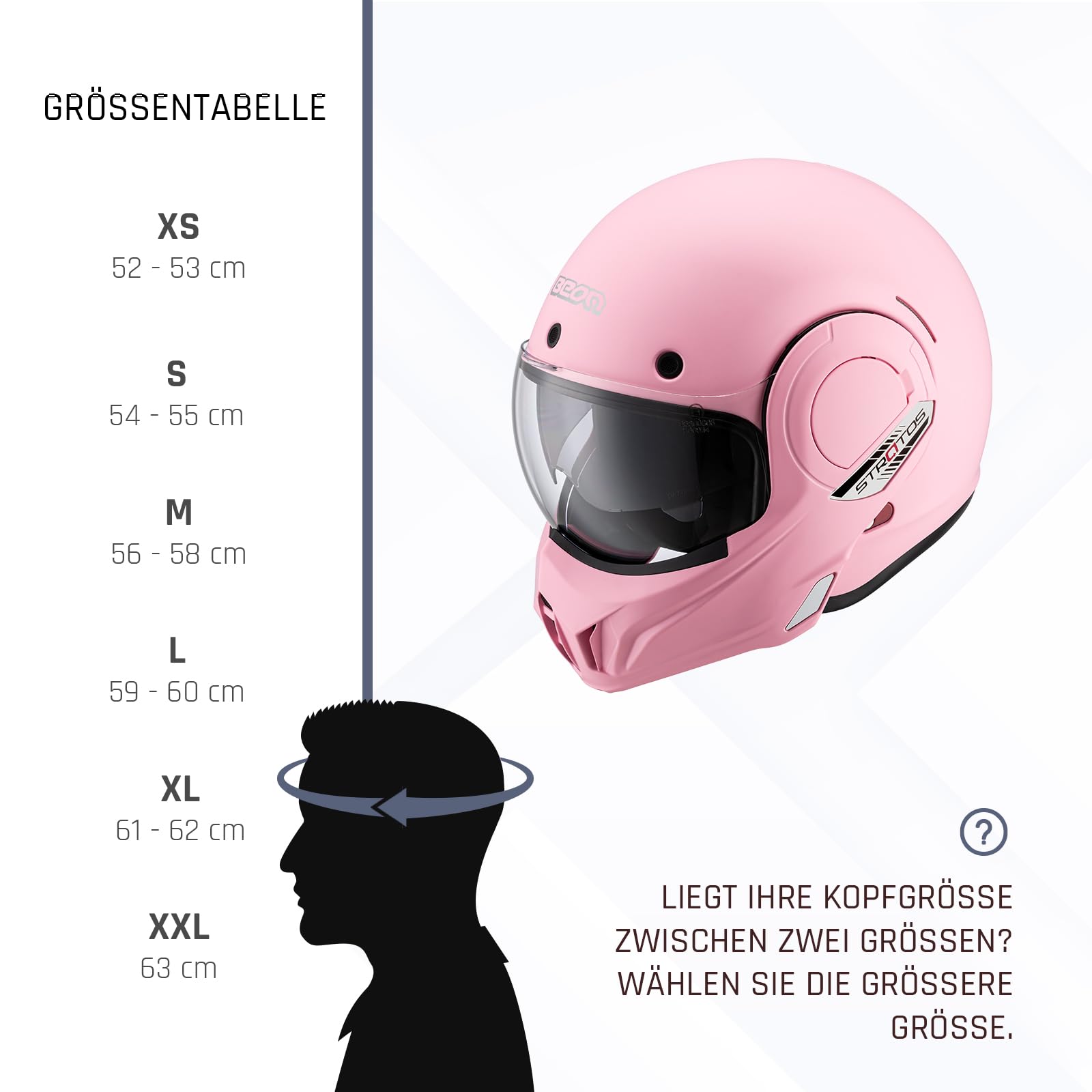BEON Stratos Motorradhelm - Systemhelm Klapphelme mit Visier und Sonnenblende - Rollerhelm Sonnenblende - Motorrad Helm Damen & Herren - Integralhelm 180° Klappbar - Anti-Kratz-Visier - S