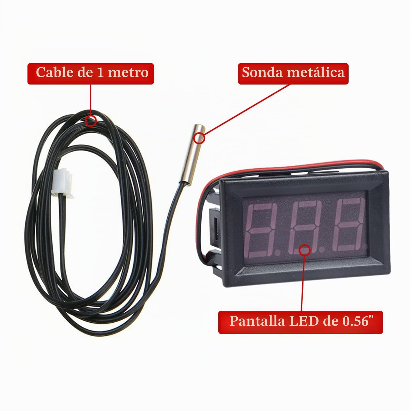 Termómetro Digital 12V con Sonda LED para Congelador Refrigerador Acuario, Azul