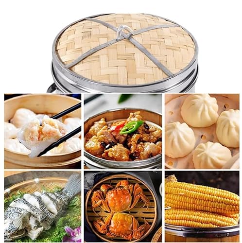 ANSNOW Bamboo Steamer Basket, Kitchen Steaming Basket with Stainless Steel Banding,Ng, Durable and Reinforced Bamboo Steamer Cooking Pan for Sim Sum Dumplings, Vegetables, Rice, Meat, Fish/1 Layers - Image 6