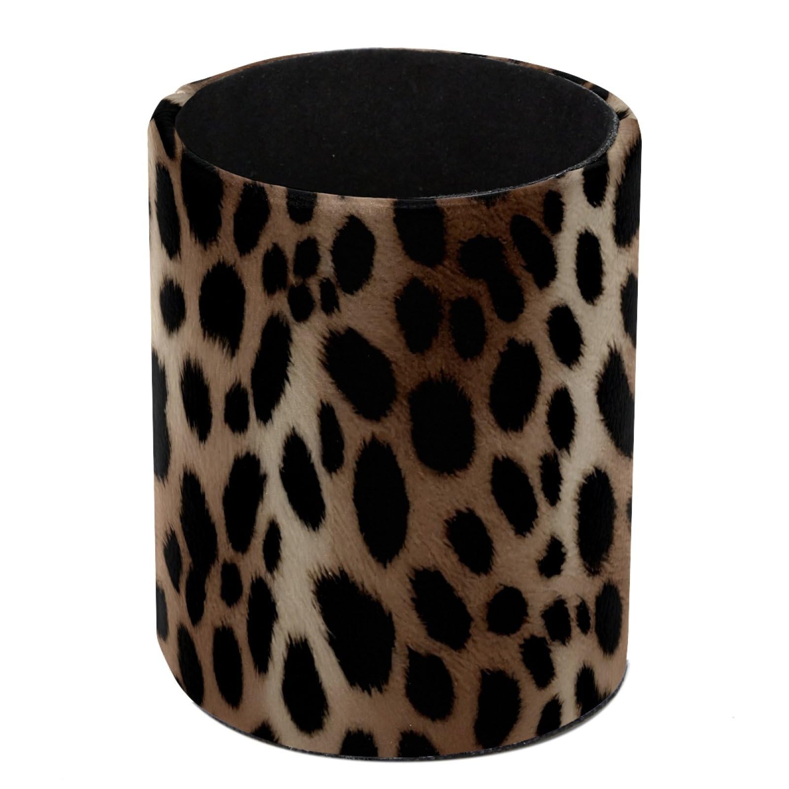 Luoweisi Leopard Print Pen Holder for Desk, Leather Pen Pot, Desk Pencil Holder Round Makeup Organiser Home Office School Suppliers