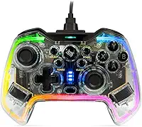 Controle Gamer Pichau Glower X1 | Transparente com Neon RGB | PC/Switch / PS3 / Android | 2m | PG-GLWX-BL01
