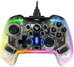 Controle Gamer Pichau Glower X1 | Transparente com Neon RGB | PC/Switch / PS3 / Android | 2m | PG-GLWX-BL01