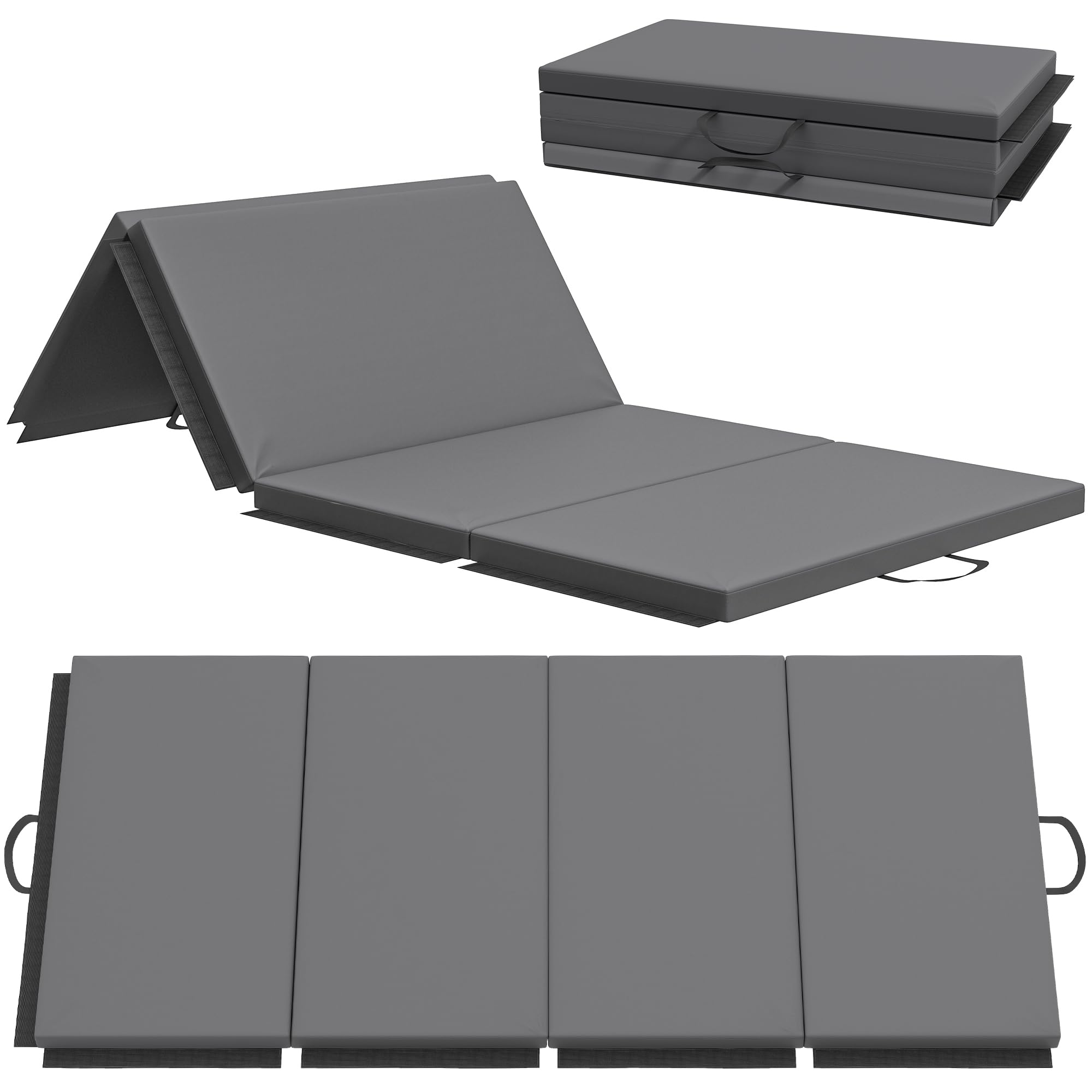 HOMCOM Esterilla de yoga plegable 180x80x5cm Gris