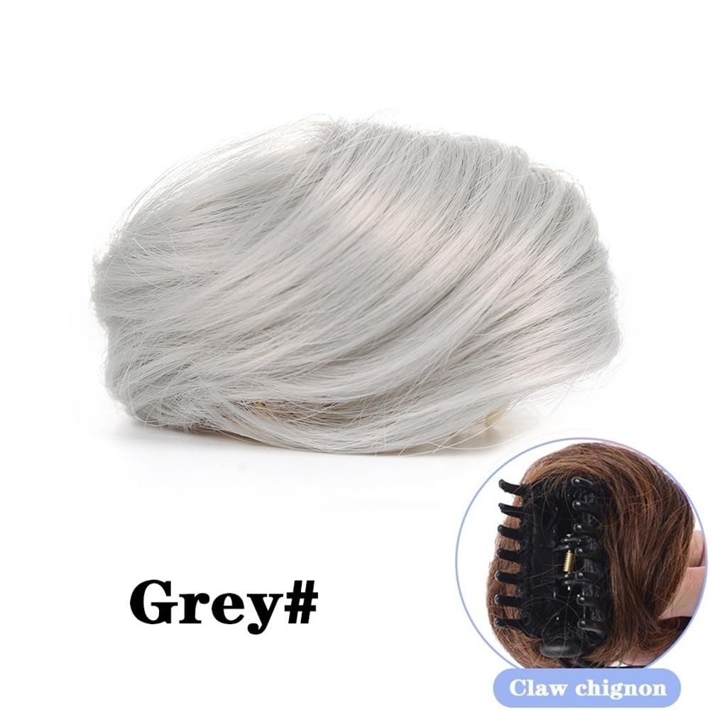 sztuczne włosy kok Spinki do włosów Claw Clip Messy Bun Hair Piece Syntetyczne sztuczne włosy Clip-on Hair Bun Extensions dla kobiet Akcesoria do włosów(Grijs)