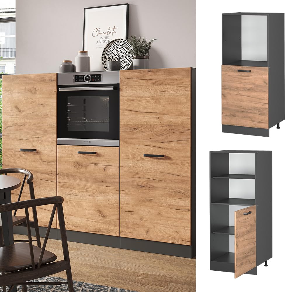 Vicco Herdumbauschrank R-Line, Goldkraft Eiche, 60 cm, zur freien Kombination innerhalb modularer Küchensysteme