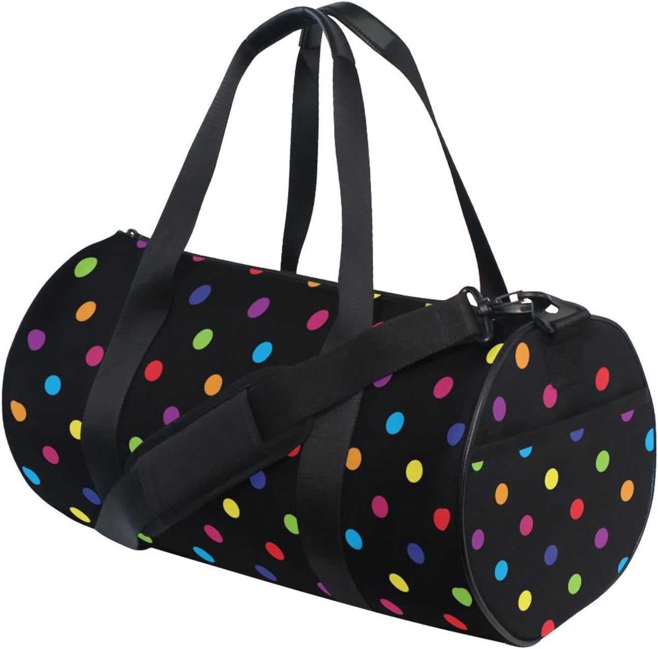 Colorful Polka Dot Black Duffel Bag Sports Gym Bags for Men and Women