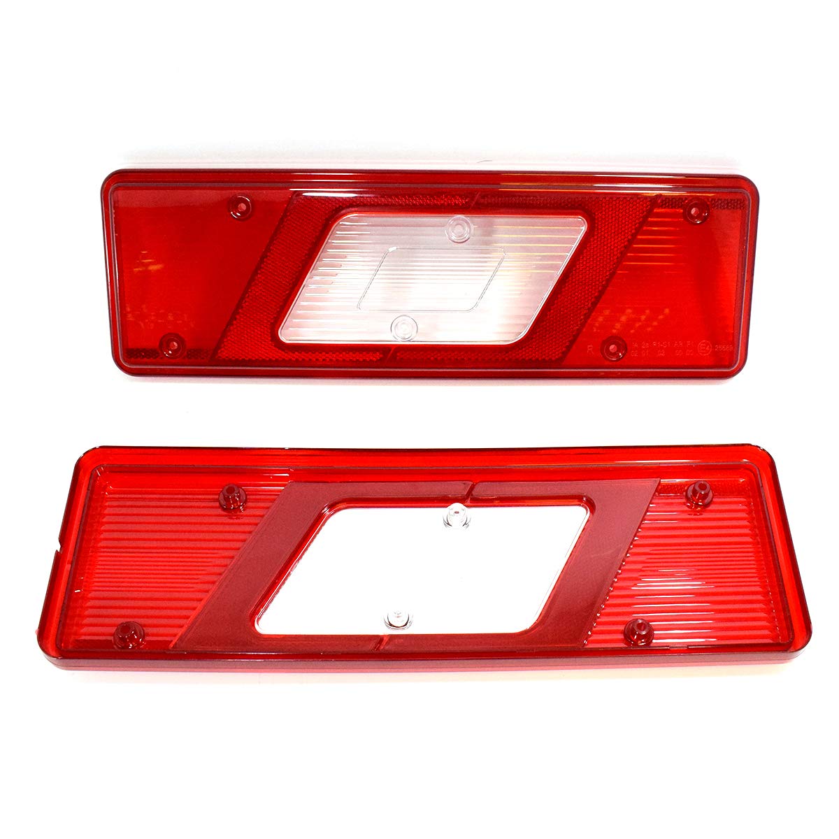 MGF 2 lenti per fanale posteriore destro e sinistro, in vetro, con marchio E, colore: rosso/bianco