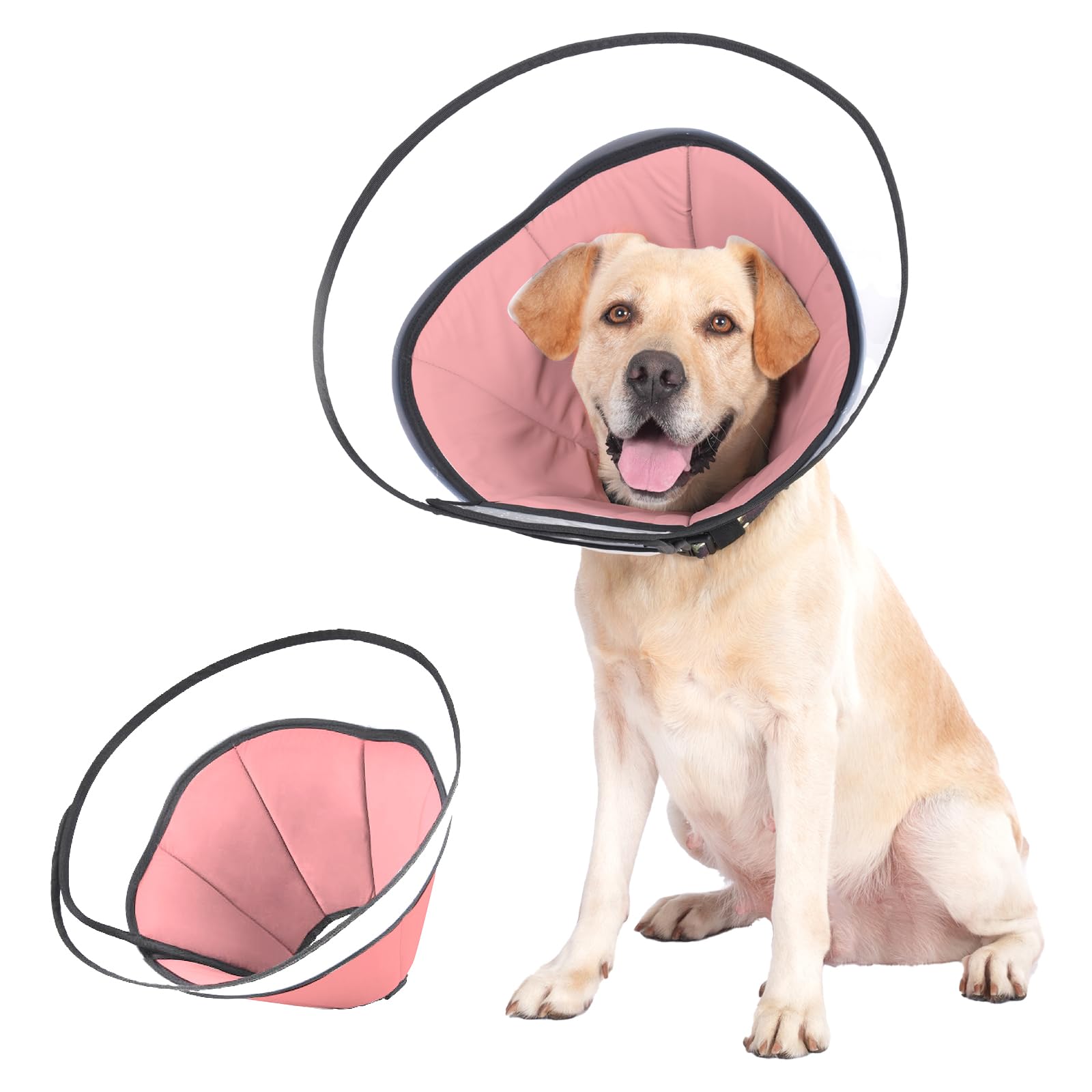 Pet Dog Cone Collar to Stop Licking, Soft Comfy Cones for Large Medium Small Dogs After Surgery, Cone of Shame for Dogs Head Neck Elizabethan Collar-Pink-XL