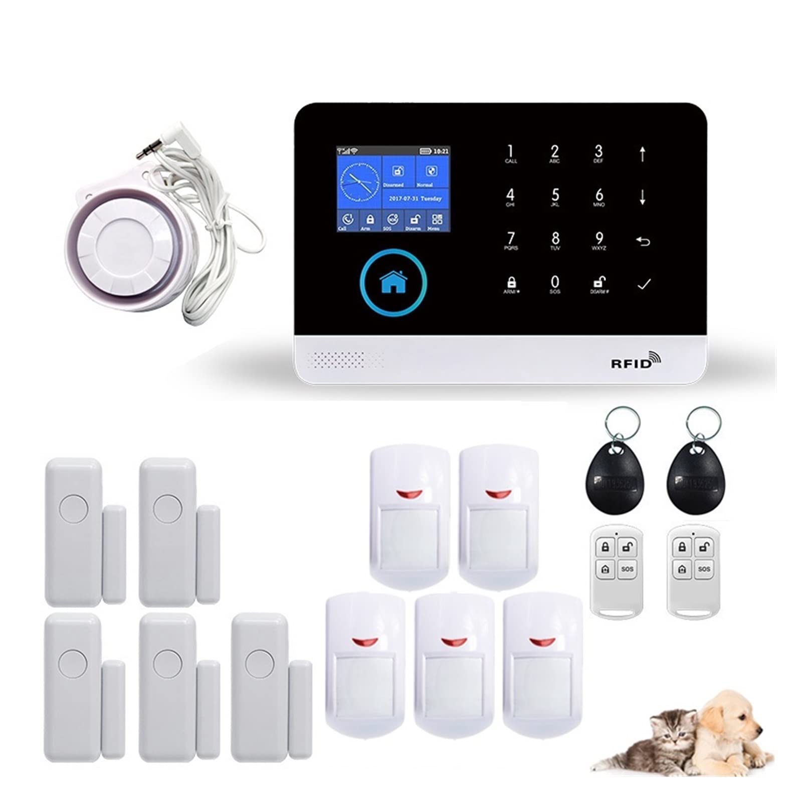 de alarma seguridad for el hogar inalámbrico GSM TUYA con detector sensor movimiento PIR a prueba mascotas compatible Para casa y garaje(F)
