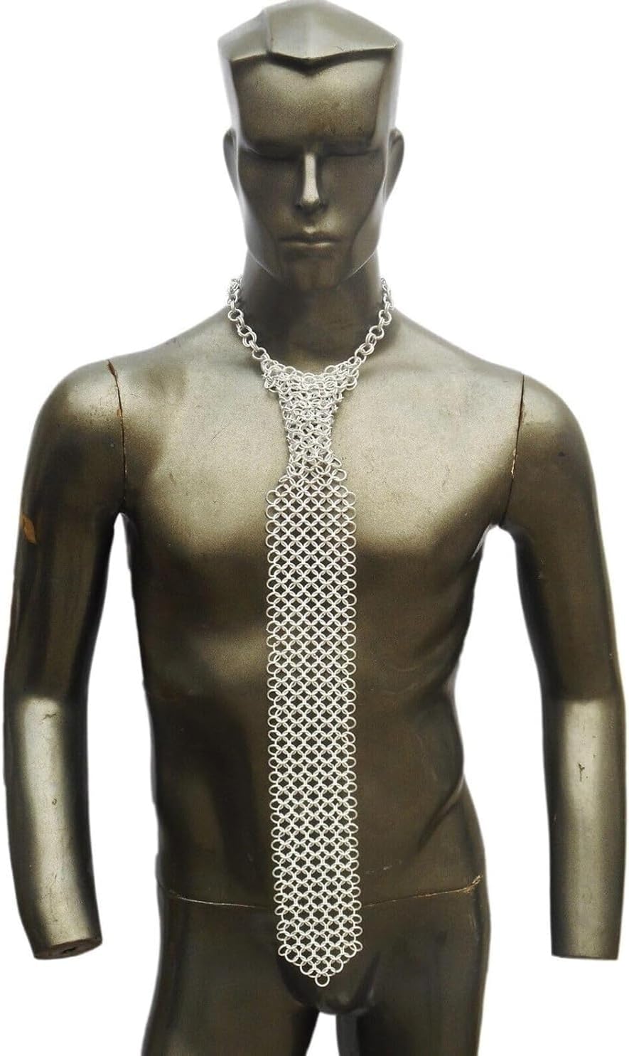 Chainmail Necktie, Handcrafted Aluminum Metal, Medieval-Inspired Design Aluminum butted chainmail tie