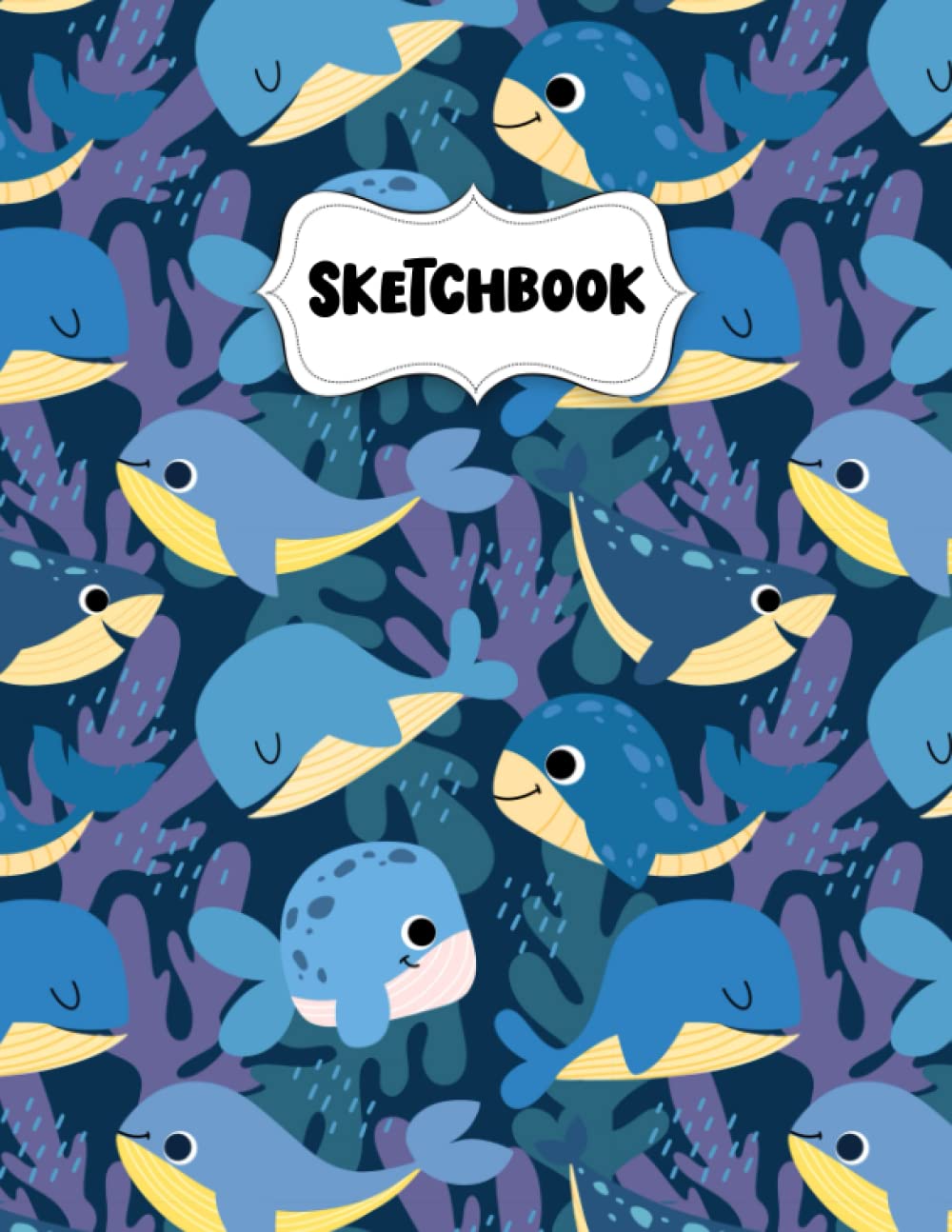 Sketchbook: Cute Baby Whales Sketch Book for Drawing: Blank Sketch Pad for Drawing for Kids: Sketchpad for Drawing for Kids, Bleed Proof Art Sketch Book 8.5 x 11
