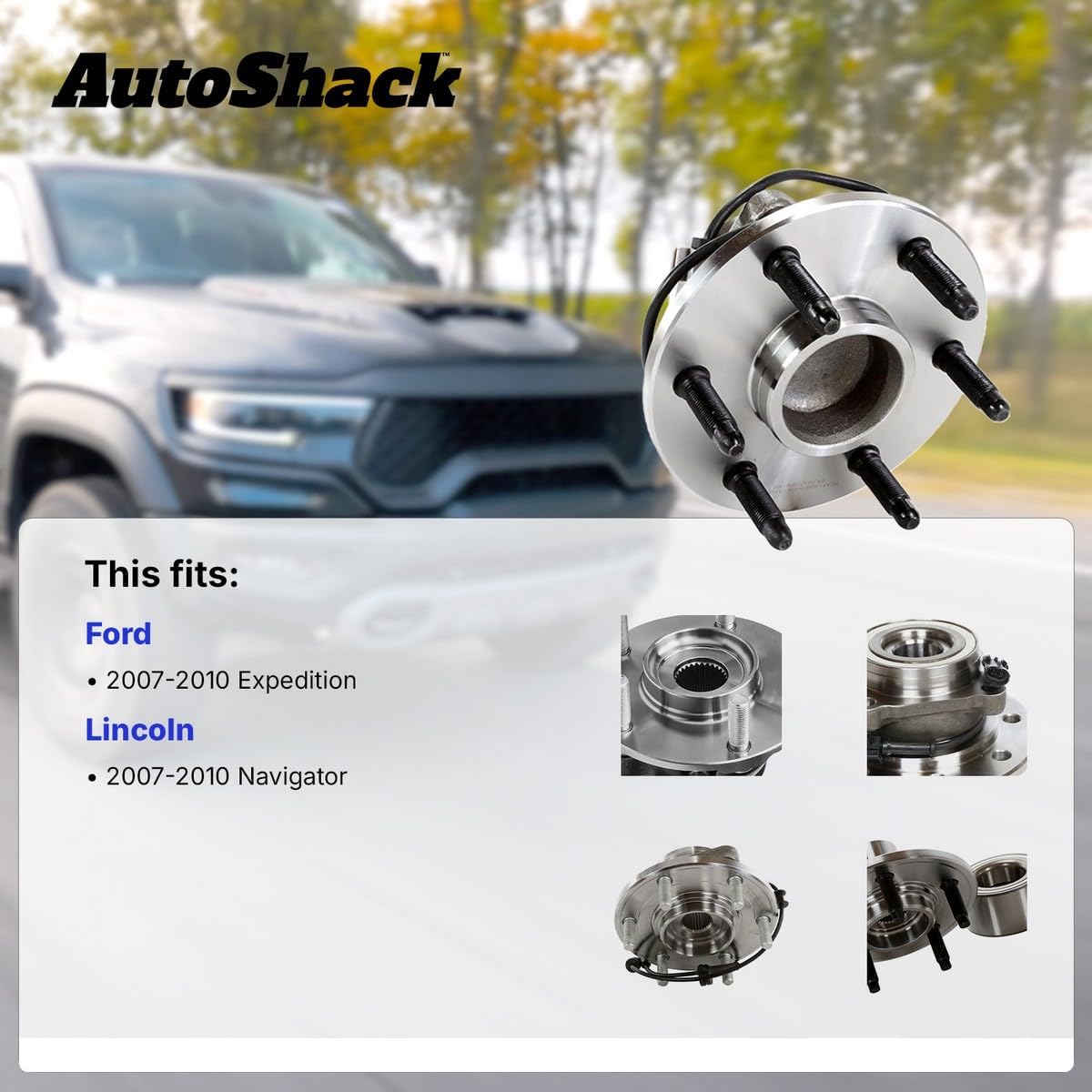 AutoShack Rear Wheel Hub Bearing Assemblies Left & Right with ABS Replacement for 2007-2010 Ford Expedition 2007-2010 Lincoln Navigator 2-PC Set