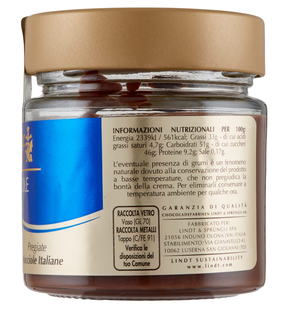 Lindt Crema Spalmabile alle Nocciole Lot de 3 crèmes à tartiner avec noisettes en verre 200 g de noisettes italiennes fines