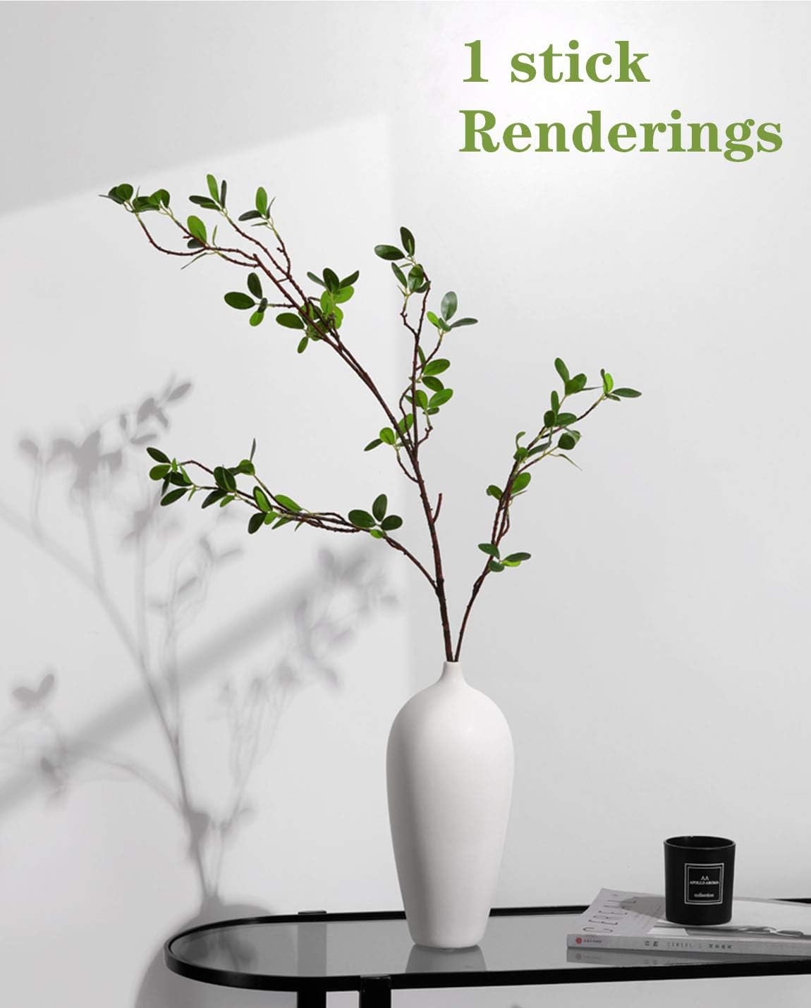 Artificial Plant 43.3 Inch Green Branches Leaf Shop Garden Office Home Decoration (2 pcs) - Image 3