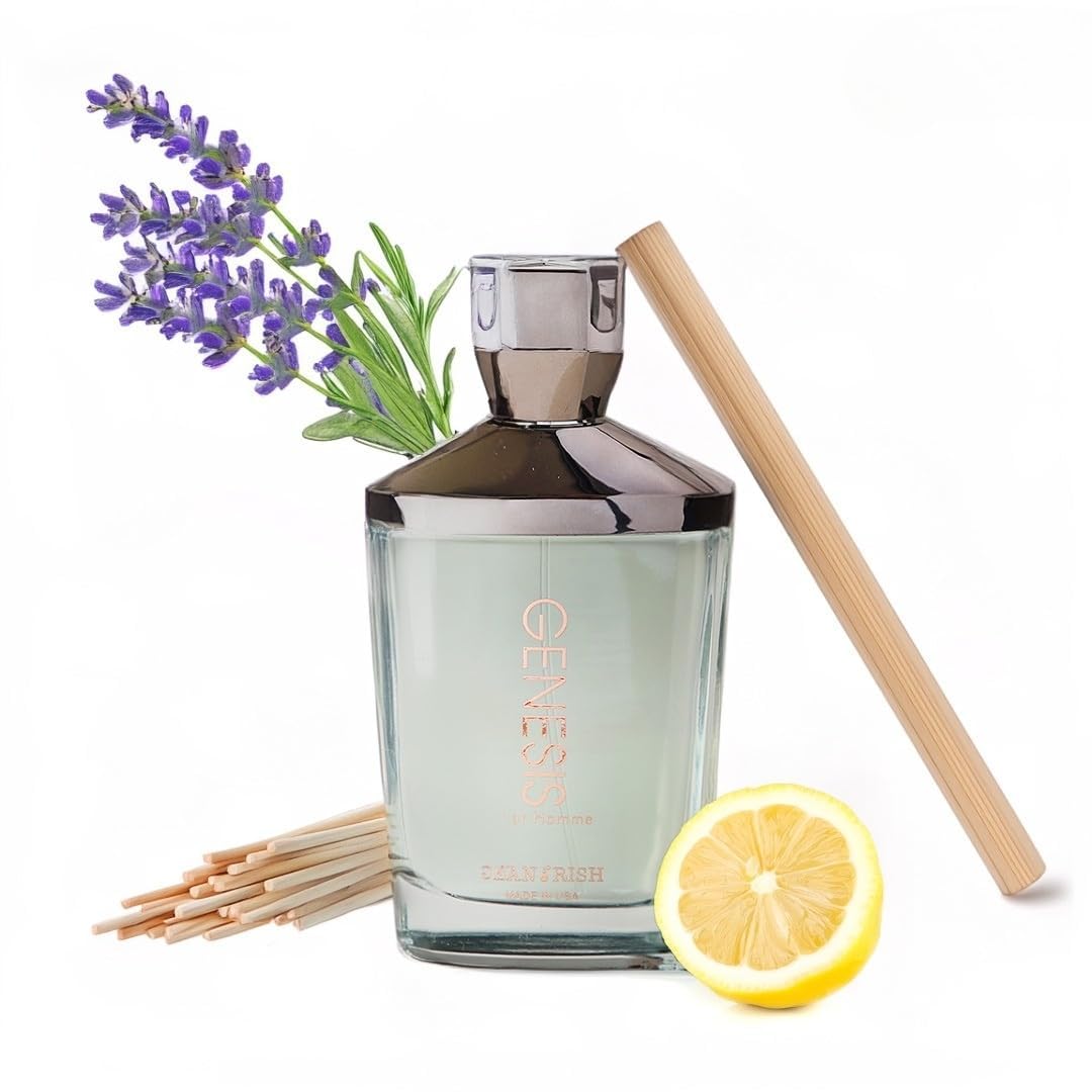 Jean Rish Genesis Pour Homme Eau De Toilette Perfume for Men (3.4 Fl Oz / 100ml) with Lemon, Woody & Lavender Notes - Long Lasting and Luxury Fragrance, Made in USA