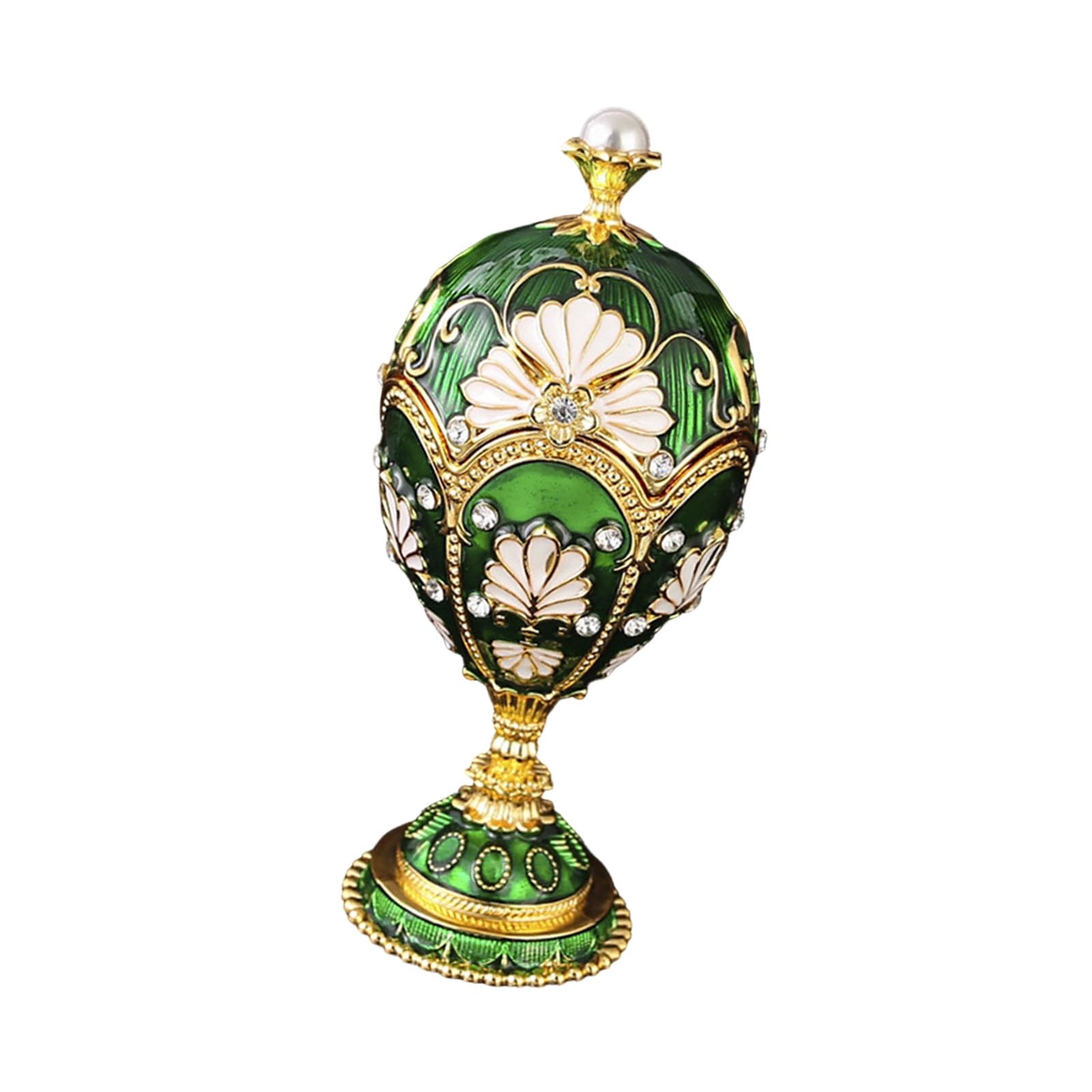 Msioytog Crystal Rhinestones Enameled Jewelry Display Case Spacious Compartment Organiser Jewelry Display Case Intricate Enamelwork and Spacious Compartment Designs Trinket Organiser
