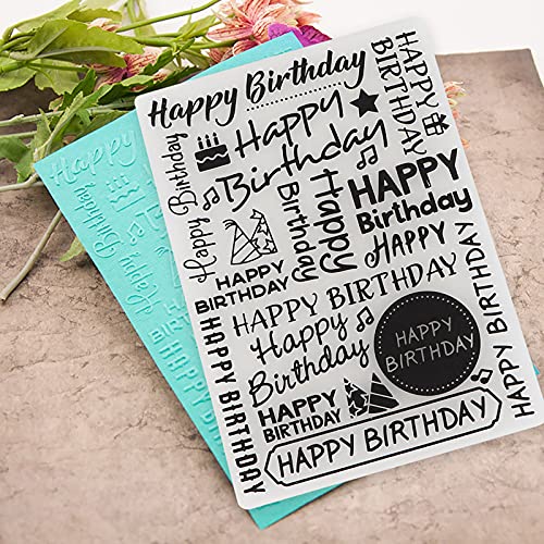 Happy Birthday Embossing Folder, Background Stamps Decorative Accessories Stamps Folder for Card Making DIY Handcraft Scrapbooking Stamp Photo Album Decoration