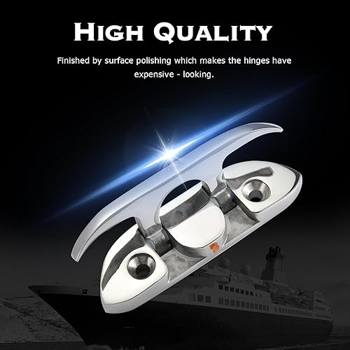 Miniatura 4 de CHANGE MOORE Marine Grade Folding Boat Cleat, Flip Up Cleats Dock Cleats 4.556 inch Foldable Cleat with Screws and Locking Nuts, 316 Stainless Steel