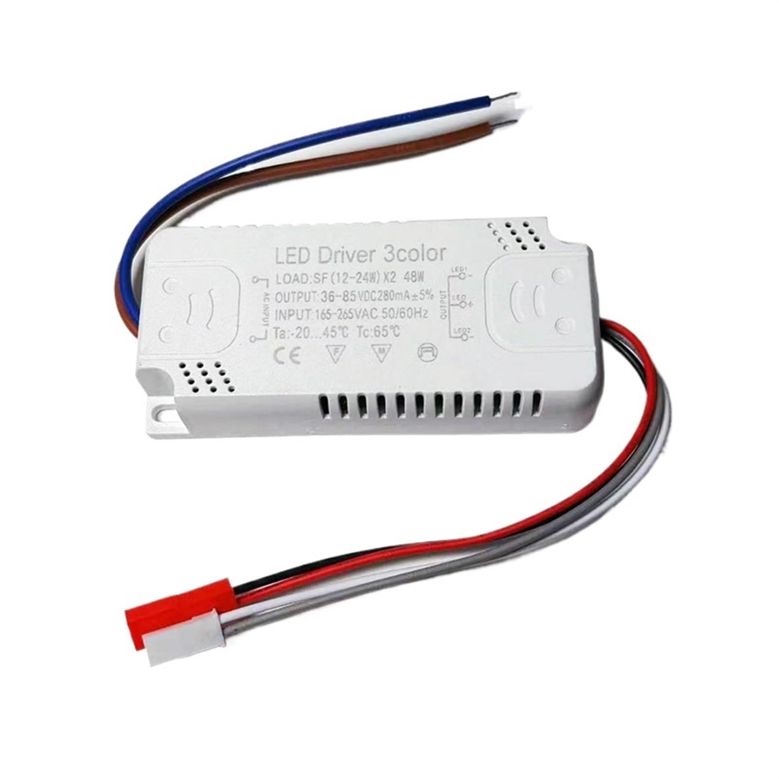 FCARUMIQP 3Colors LED Driver 40-60W×2/60-80W×2 for Constant Current Strip Power Input AC165-265V 220mA Unit Lighting(12-24W-2)