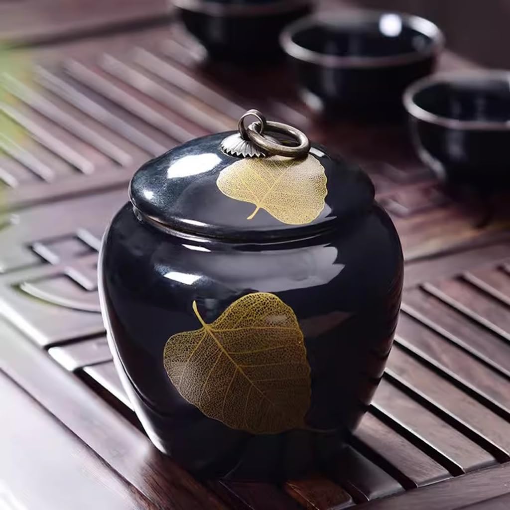 Organizer na torebkę na herbatę Pojemnik do przechowywania herbaty Chińskie retro puszki na herbatę Czarne ceramiczne puszki do przechowywania herbaty w gospodarstwie domowym Zamknięte puszki na herb