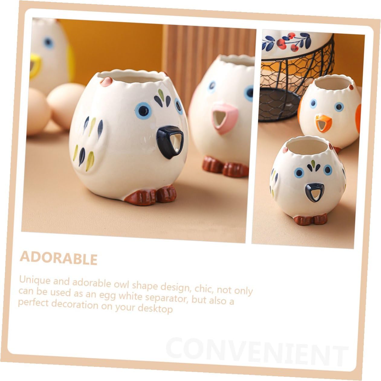 Ceramic Egg Separator Cute Kitchen Tool for Baking and Cooking Clean Egg White Yolk Divider Filter for Home Cafe and Professional Use