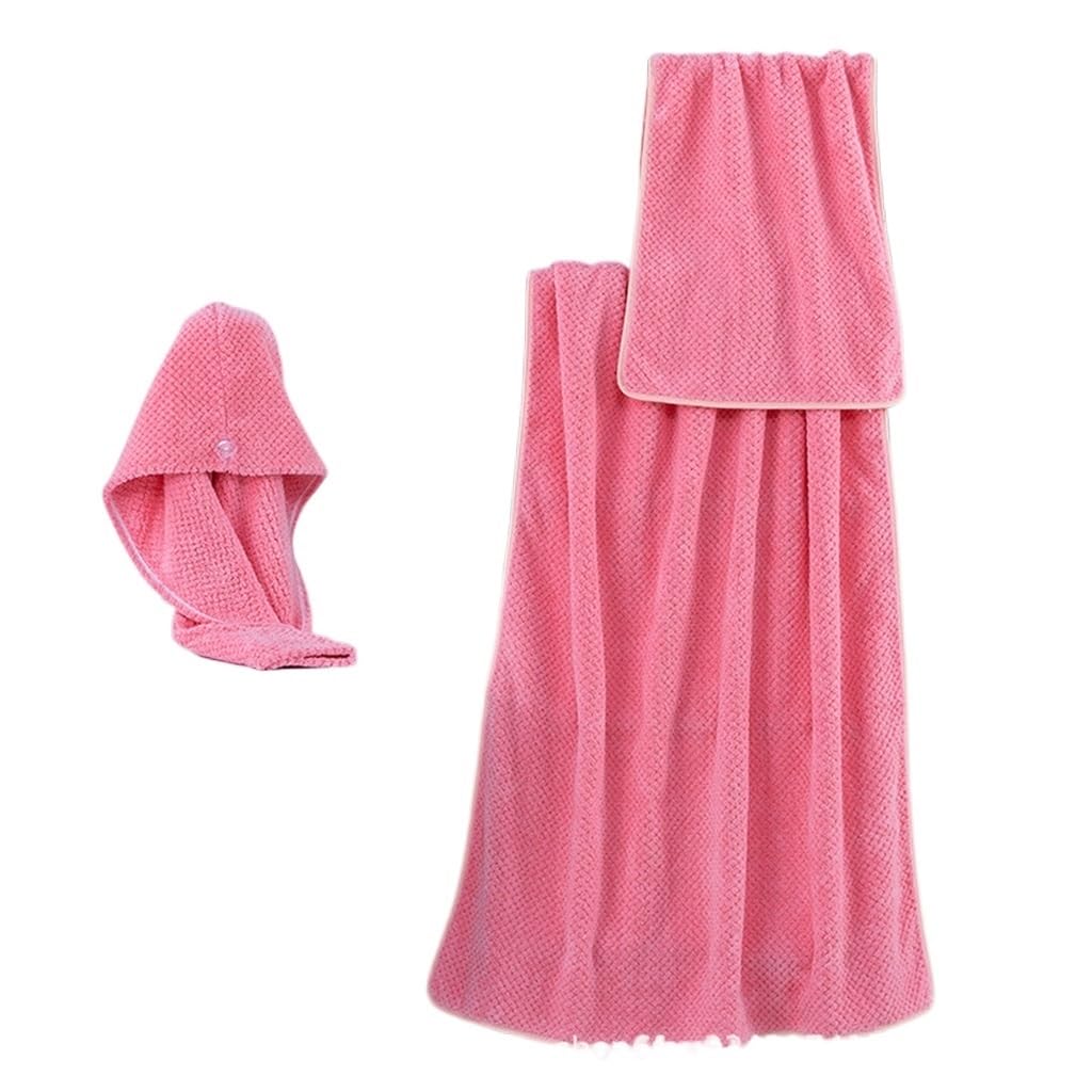 Pañuelo para la cabeza y juego de toalla de baño con gorro para pelo seco ZHCHAO