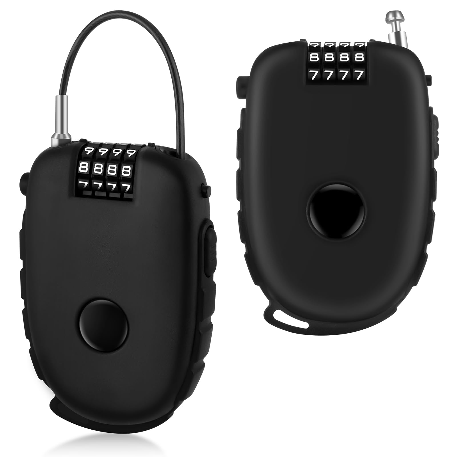 Ainiv 2PCS 4-Digit Cable Lock Combination, 75cm Stainless Steel Core Retractable Bike Lock, Flexible Ski & Security Password Locks, Strong Wire Locks for Luggage, Helmets, Suitcases, Bike, Snowboard