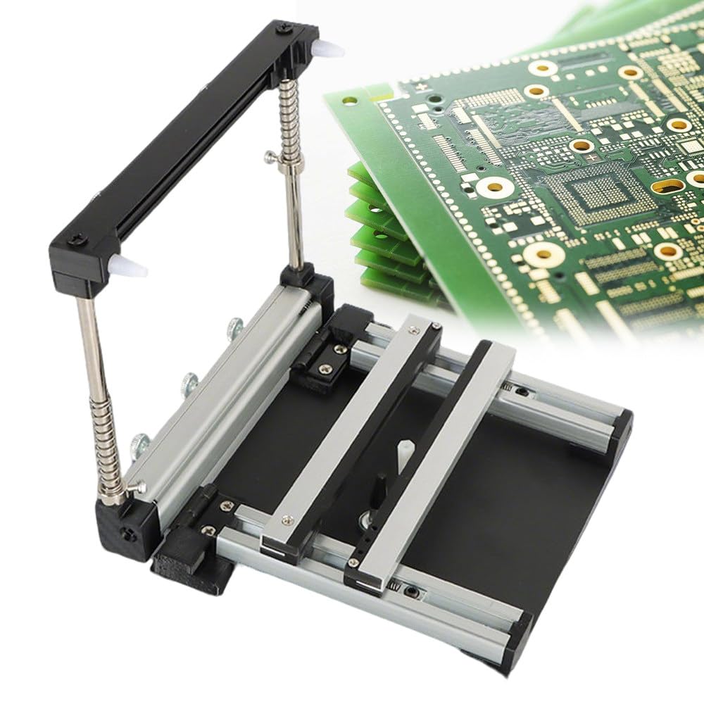 GZKDKZB Manual Screen Printing Station, Aluminum Alloy PCB Stencil Printer, 4 Inch Squeegee, for SMT Assembly Prototyping Small Batch Production 10x10
