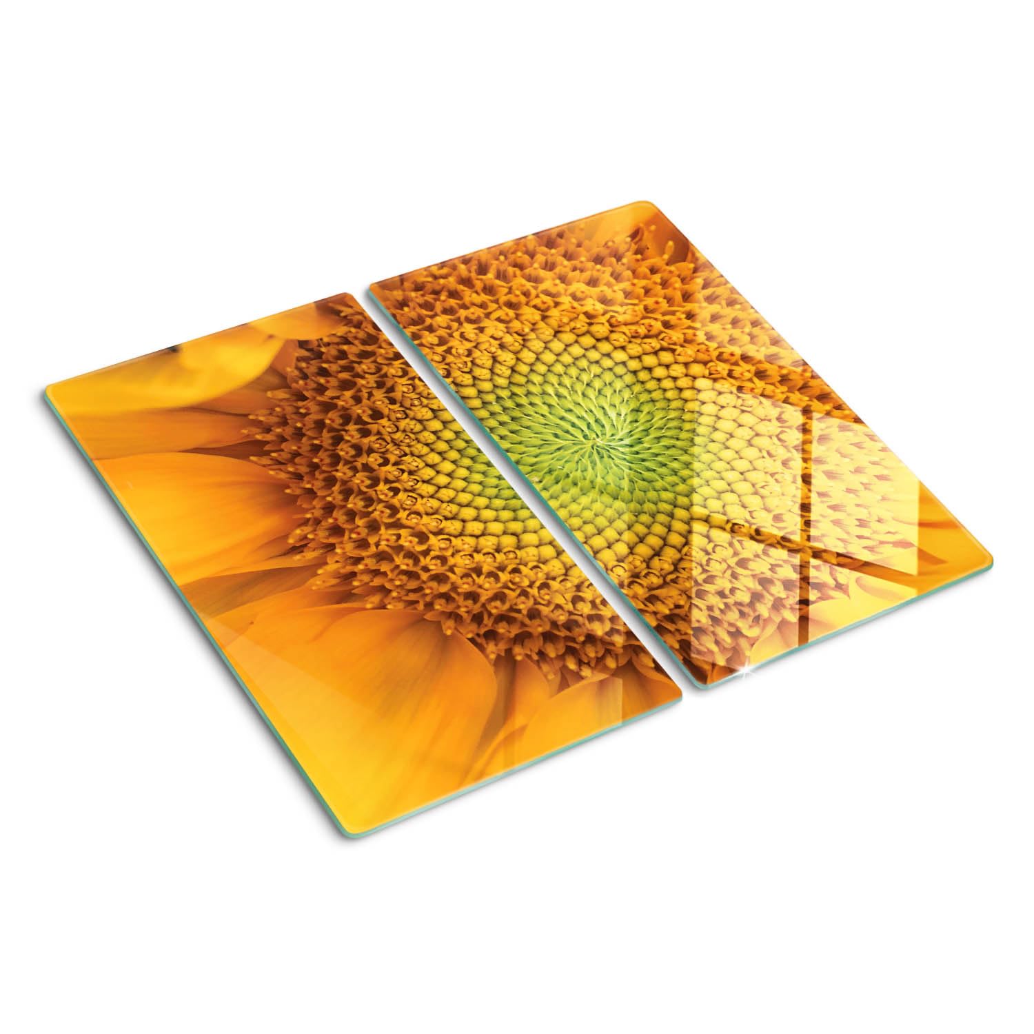 Planche en verre trempé protège-plaque grand format motif tulipe jaune déco