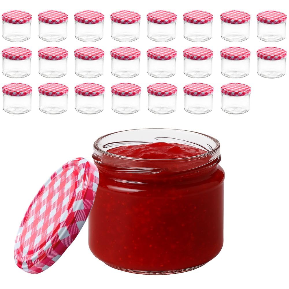 Juego de 24 tarros para mermelada de 330 ml con tapa y etiquetas