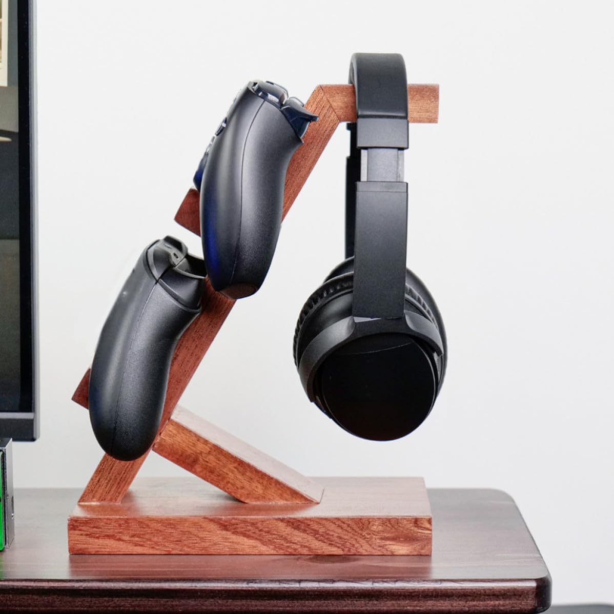 iplusmile Supporto per Controller da Gioco in Legno Color, Organizer per Controller e Cuffie, Design Semplice ed Elegante per Area Gaming e Spazio di Stoccaggio