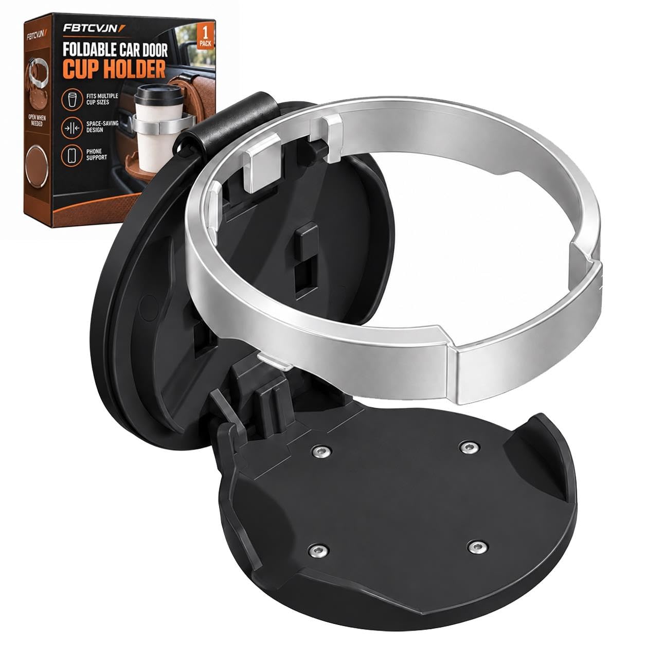 Universal Foldable Car Cup Holder with Hook Folding Automotive Door Storage
