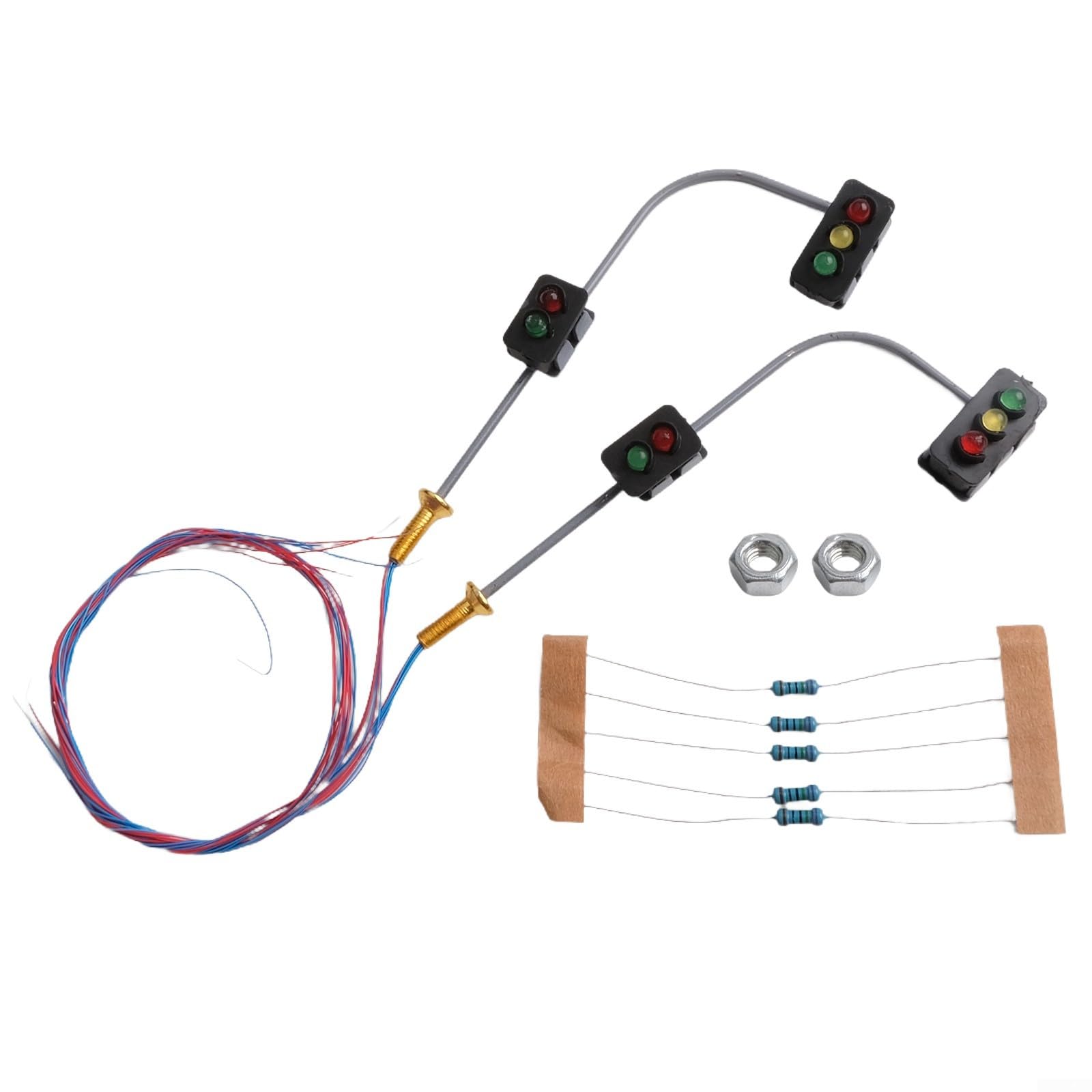 snowchecking 2 Pack N Gauge Traffic Lights, LED Street Signals Model Crossing Walk with Metal Column for Model Railroad Layout