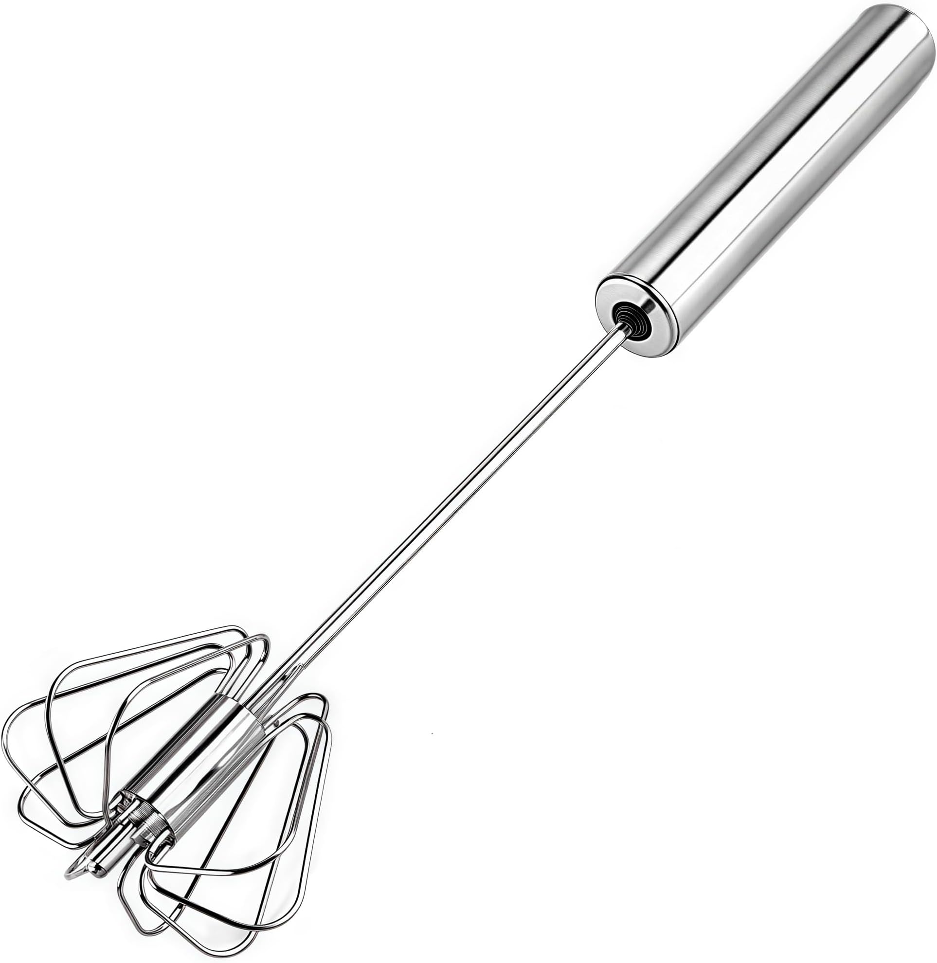 Stainless Steel Egg Whisk, Hand Push Rotary Whisk Blender, Versatile Milk Frother, Hand Push Mixer Stirrer for Blending, Whisking, Beating & Stirring (12in)