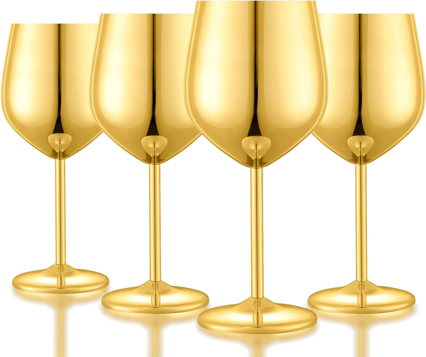 Stainless Steel Wine Glasses Set of 4 Unbreakable Gold Wine Glass 18 oz Unique Metal Wine Goblets for Outdoor, Travel, Camping, Pool, Ideal Gift for Wine Lovers - Image 2