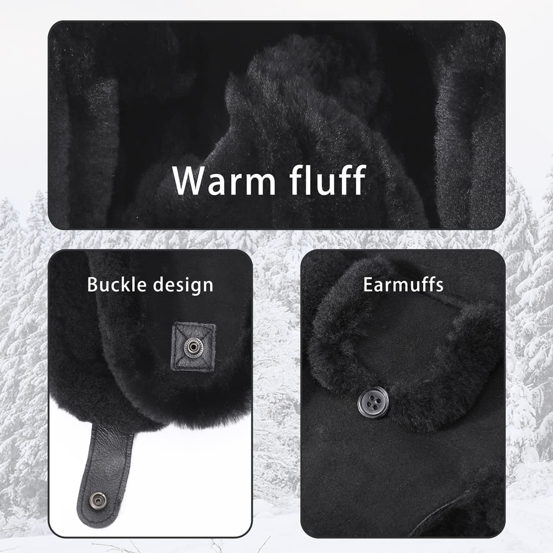 Harssidanzar Cappello da Aviatore in Pelle per Uomo e Donna Cappello Invernale in Pelle di Agnello Shearling Cappello da Trapper con copriorecchie CU603EU