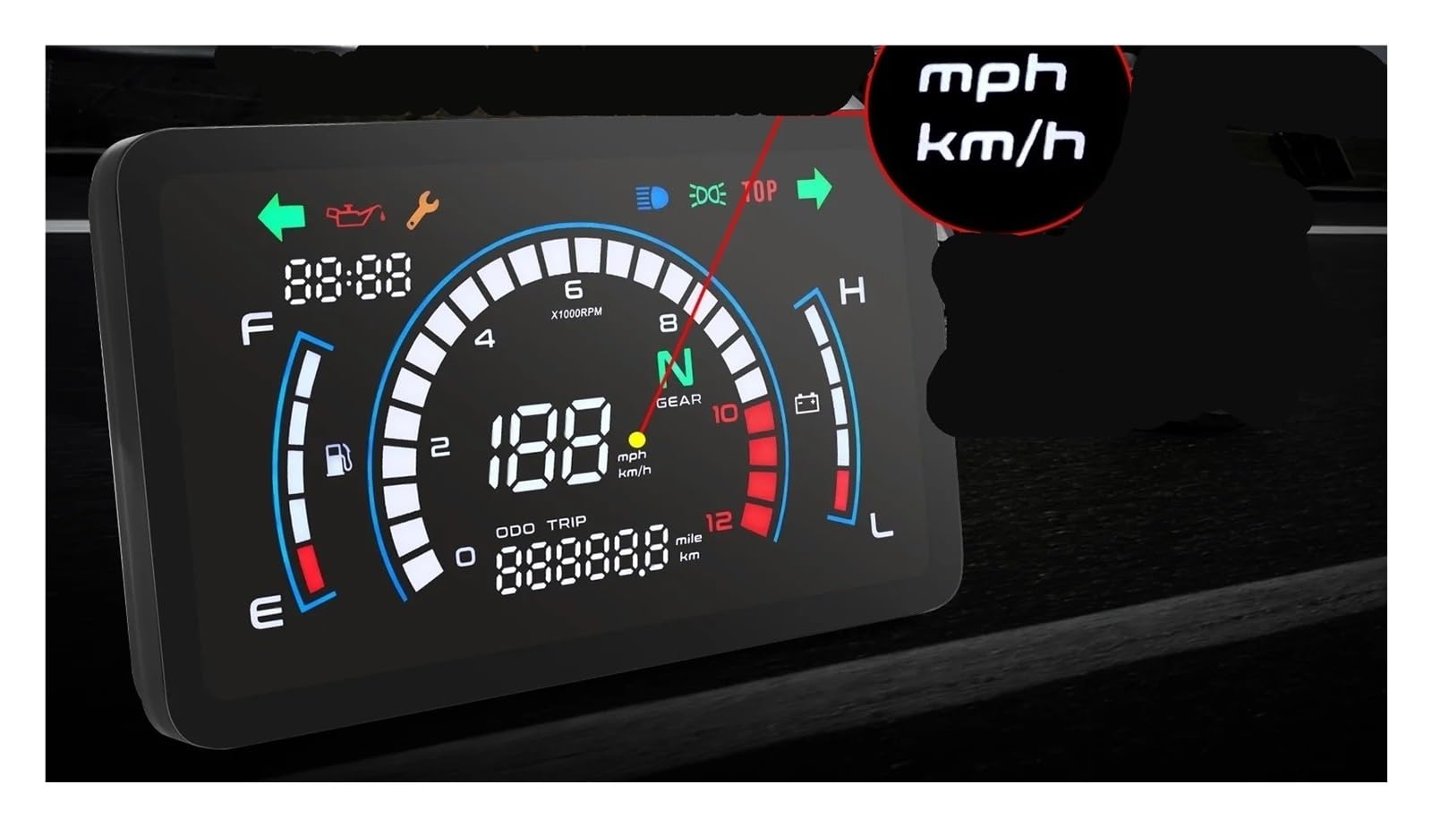 Compteur de Vitesse Digital Moto Compteur De Vitesse Universel pour Moto, Tachymètre, Tableau De Bord, pour EX5 EX5, pour Ipowed Instrument