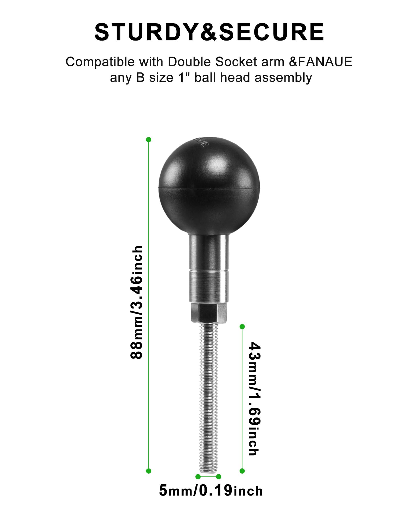 FANAUE Support De Téléphone Portable Avec Boule De 2,5 Cm Compatible Avec RAM Mount B De Taille B Et Support De Téléphone De Moto Pour Smartphones De