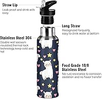 Vista 3 de Cute White Alpacas Insulated Water Bottle 20 Oz, BPA-Free Sports Water Bottle with Straw Leakproof Water Bottles