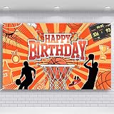 durony Basketball Party Backdrop Sports Themed Party Decoration Basketball Happy Birthday Banner Wal