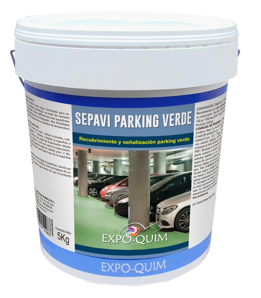 Pintura para GARAJE SUELO de HORMIGÓN, ANTIDESLIZANTE y RESISTENTE a la ABRASIÓN — Sellador de superficies RESISTENTE al AGUA con acabado PROFESIONAL (VERDE, 5 KG)