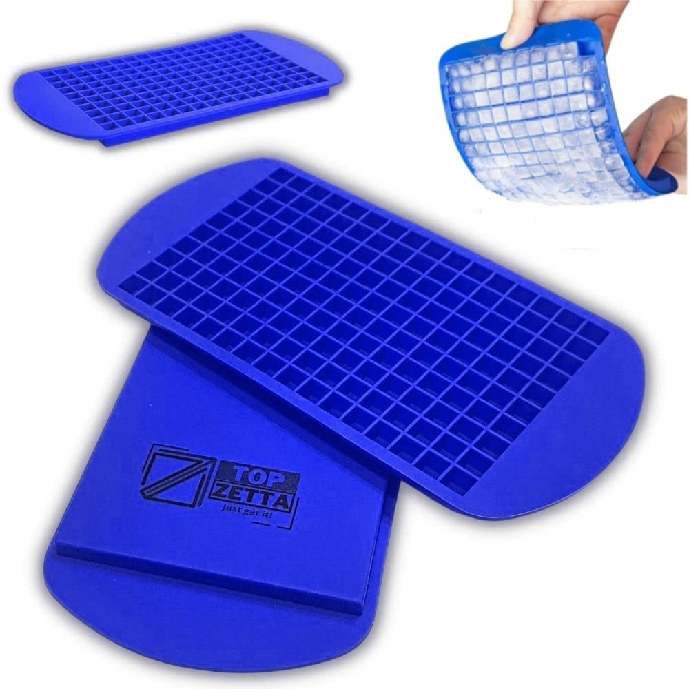 TopZetta Mini Ice Cube Trays / Mold - Perfect Silicone Ice Cube Tray for 160 Small Ice Cubes - Reusable, Easy-Release & Flexible Ice Maker Molds for freezer, Best Kitchen Gadgets (Pack of 1, Blue)
