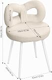 Reukmuuc Tabouret de coiffeuse, capacité de 150 kg avec protection antidérapante pour le sol, siège en mousse haute densité imitation laine, dossier cintré sans accoudoirs, chaise de table de - 8