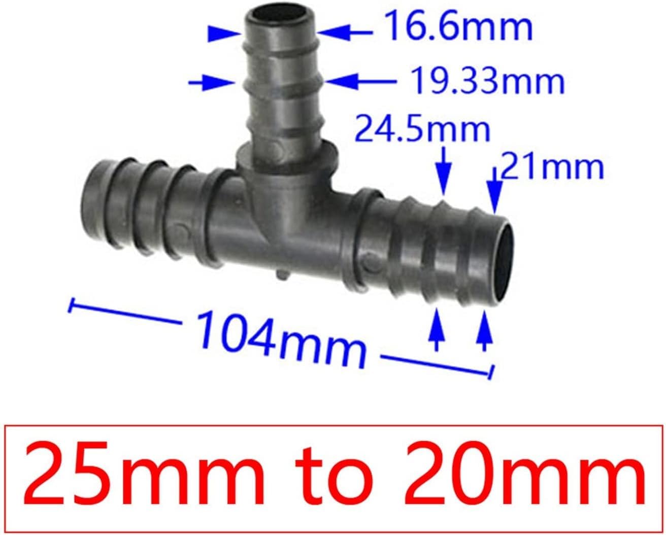 30 accesorios de manguera de jardín TSD reductor en T de 25 mm a 20 mm a 16 mm, colector de manguera para sistemas de riego y riego eficientes