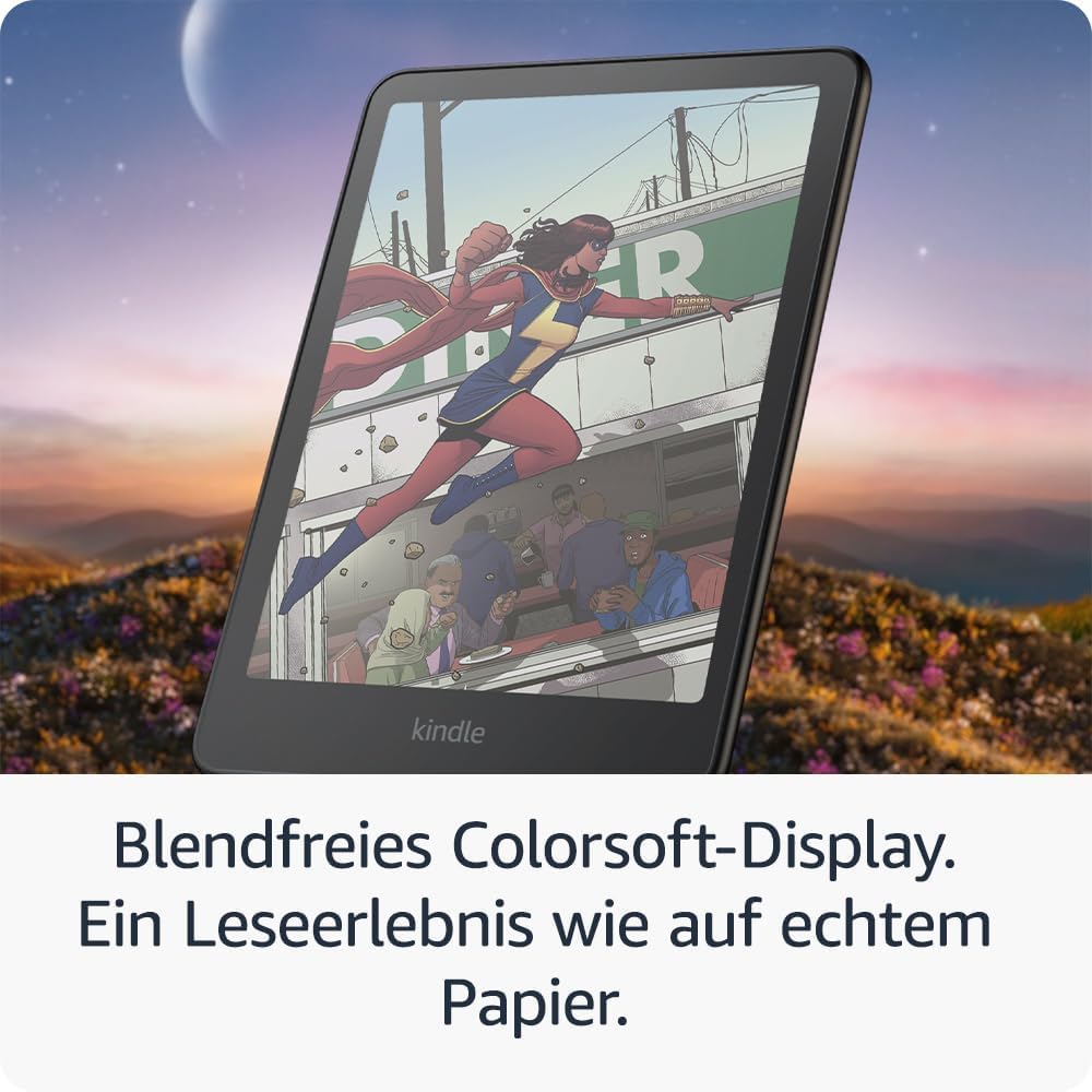 Amazon Kindle Colorsoft 16 GB + Rosafarbener Hülle aus Material auf Pflanzenbasis + 9W-Netzteil