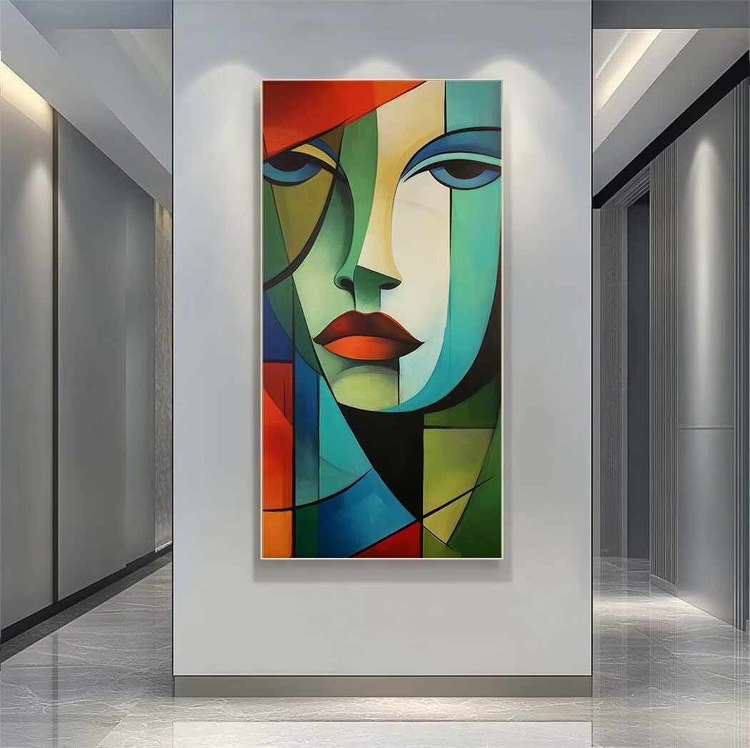 Abstract Face Diamond Art Kits Adults Large 5D Colorful Diamond Painting Kits, DIY Full Drill Crystal Art Rhinestone Embroidery Cross Stitch Arts and Crafts for Adults 15.7x31.5 Inch/40x80 cm -LR1150