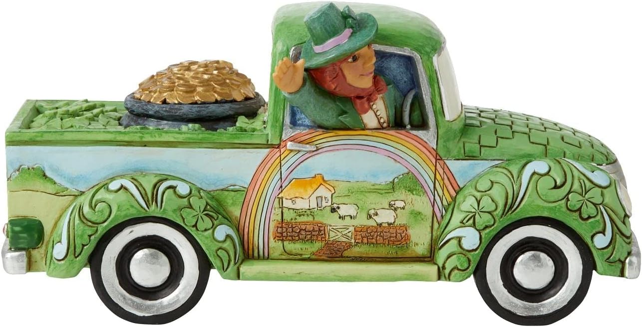 Enesco Jim Shore Leprechaun in Green Truck Figurine 6010268 image 2
